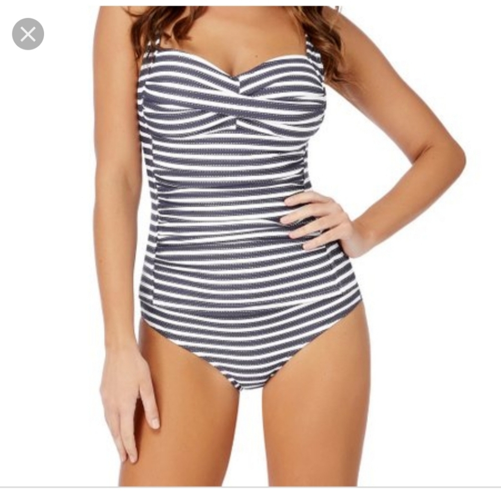 NWOT Nip Tuck one piece blue swim suit size 10